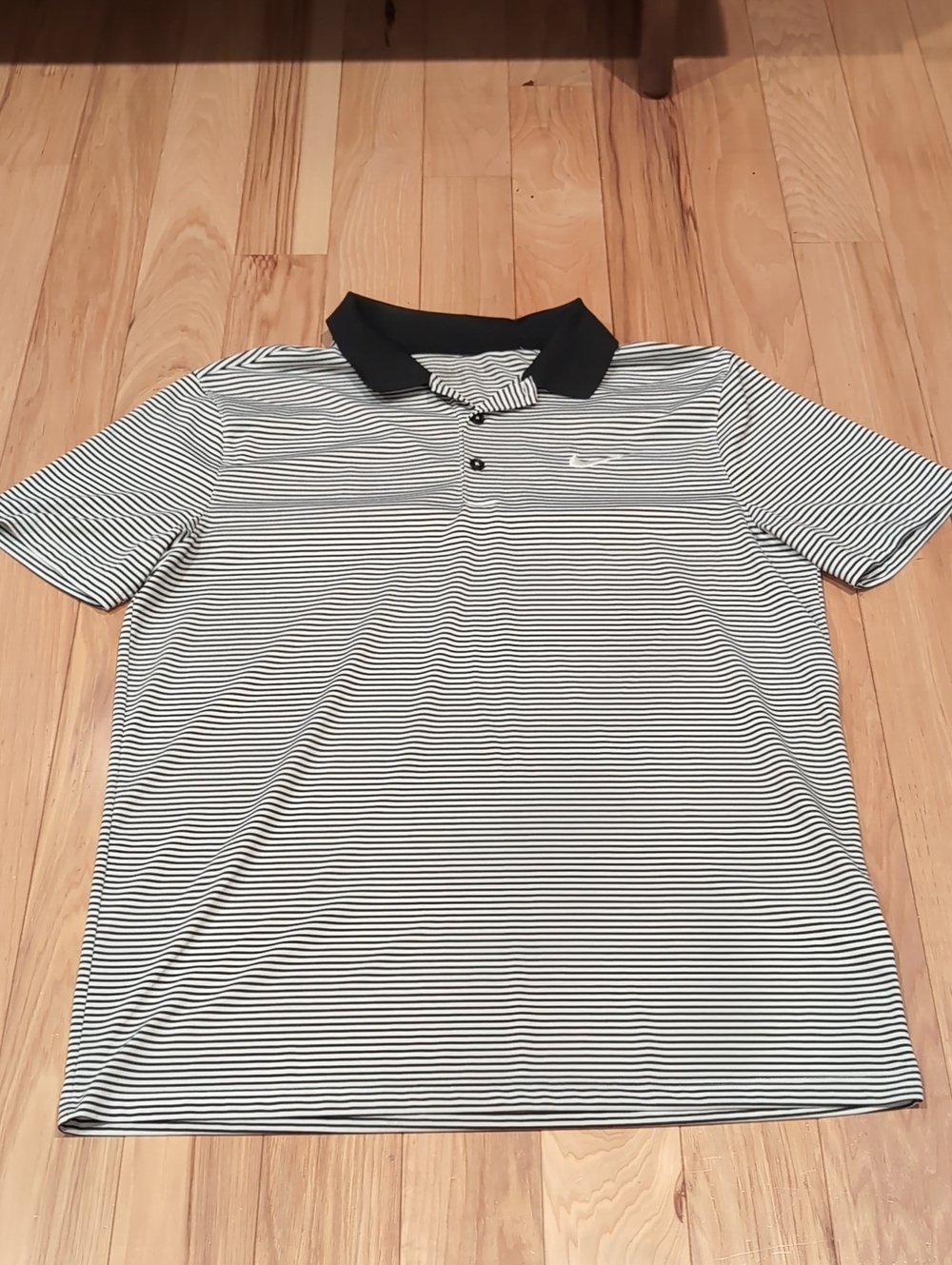Nike Black & White Narrow-Stripe Polo